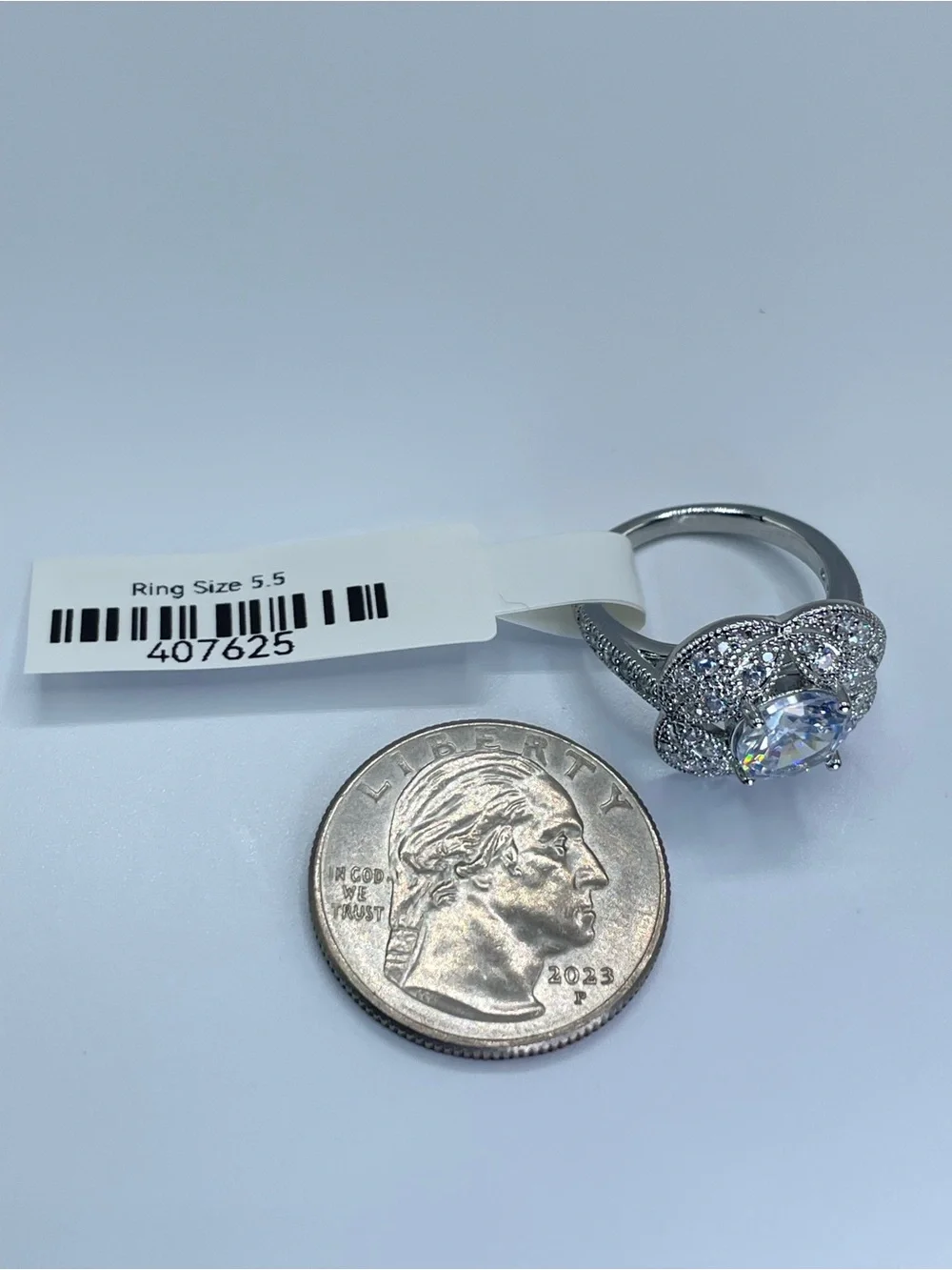 Swarovski Crystal Elements White Crystal Halo Art Deco Statement Ring Sz 5.5